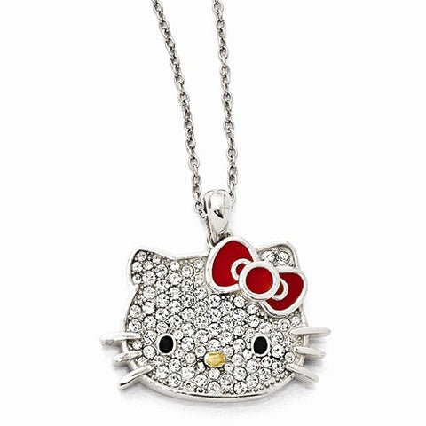 Sterling Silver Gold-Tone Hello Kitty Crystal, Enamel Necklac Necklace