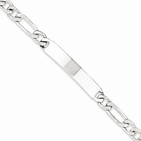 Sterling Silver Polished Engraveable Figaro Link Id Bracelet