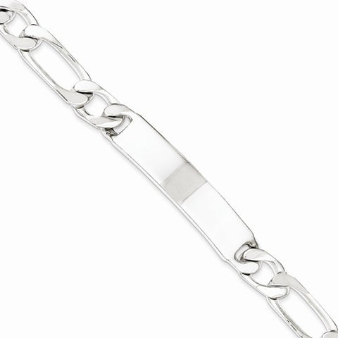 Sterling Silver Polished Engraveable Figaro Link Id Bracelet