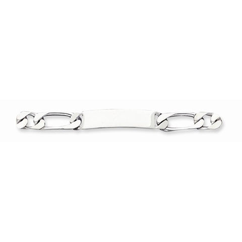 Sterling Silver Polished Engraveable Figaro Link Id Bracelet