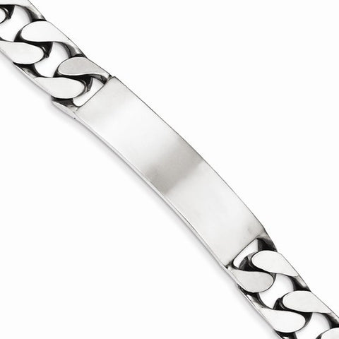 Sterling Silver Engraveable Antiqued Curb Link Id Bracelet