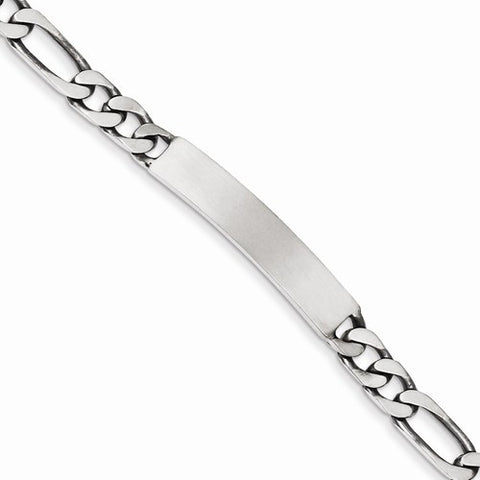 Sterling Silver Engraveable Antiqued Figaro Link Id Bracelet