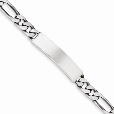 Sterling Silver Engraveable Antiqued Figaro Link Id Bracelet