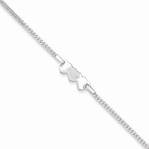 Sterling Silver Polished Heart Baby Engraveable Id Bracelet