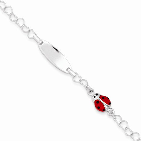 Sterling Silver Polished Lady Bug Baby Engraveable Id Bracelet