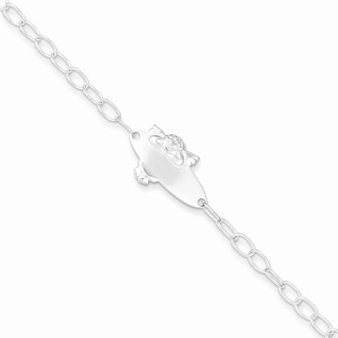 Sterling Silver Polished Angel Baby Engraveable Id Bracelet