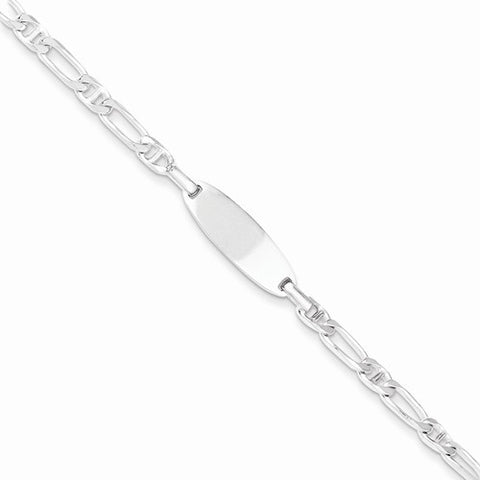 Sterling Silver Polished Engraveable Childrens Id Bracelet