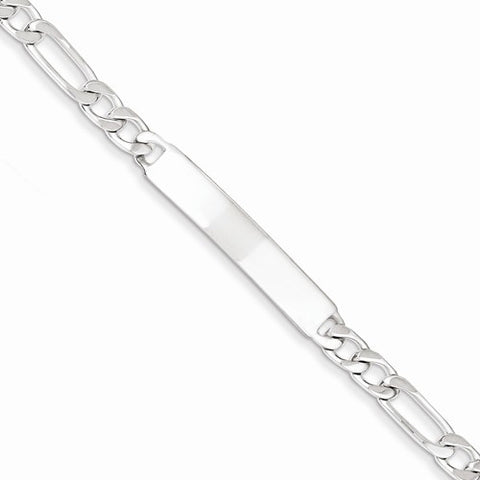 Sterling Silver Polished Engraveable Figaro Link Id Bracelet