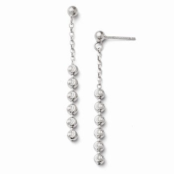 Sterling Silver Diamond-cut Beaded Post Dangle Earrings