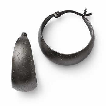Sterling Silver Black Ruthenium-plated Radiant Essence Hoop Earrings