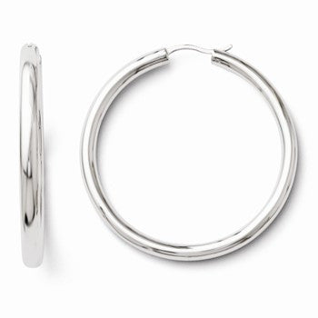 Sterling Silver Rhodium-plated 3.5mm Tube Earrings