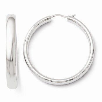 Sterling Silver Rhodium-plated 5mm Half Round Tube Earrings
