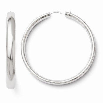 Sterling Silver Rhodium-plated 5mm Half Round Tube Earrings