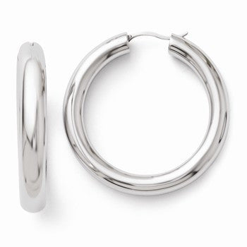 Sterling Silver Rhodium-plated 5mm Tube Earrings