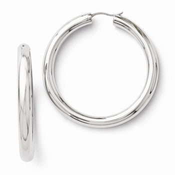 Sterling Silver Rhodium-plated 5mm Tube Earrings