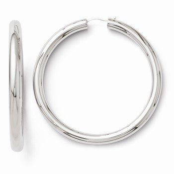 Sterling Silver Rhodium-plated 5mm Tube Earrings