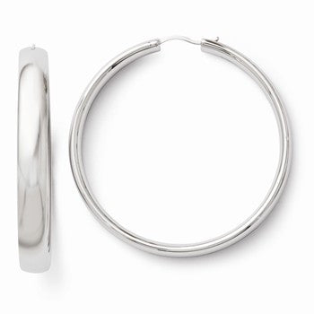 Sterling Silver Rhodium-plated 6mm Half Round Tube Earrings