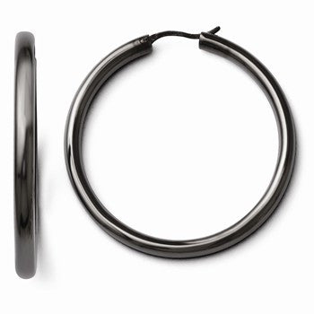 Sterling Silver Black-plated 3.5mm Tube Earrings