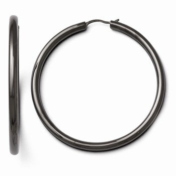 Sterling Silver Black-plated 3.5mm Tube Earrings