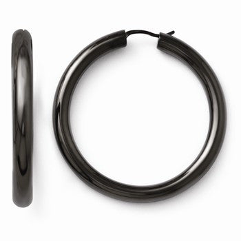 Sterling Silver Black-plated 5mm Tube Earrings