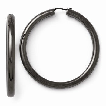 Sterling Silver Black-plated 5mm Tube Earrings