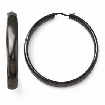 Sterling Silver Black-plated 6mm Half Round Tube Earrings