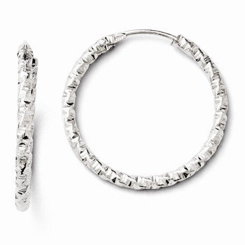 Sterling Silver Diamond-cut Endless Hoop Earrings