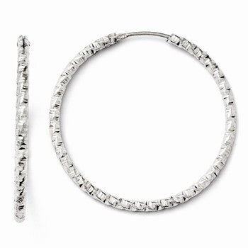 Sterling Silver Diamond-cut Endless Hoop Earrings