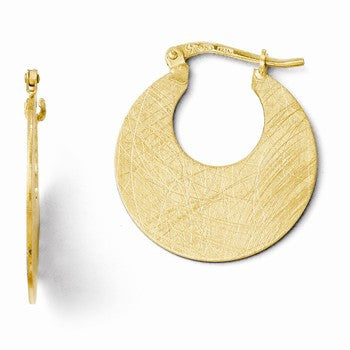 Sterling Silver Gold-plated Scratch Finish Hoop Earrings