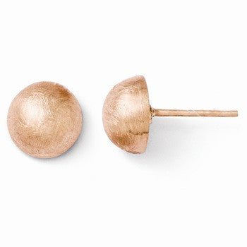 Sterling Silver Rose Gold-plated Scratch Finish button Earrings
