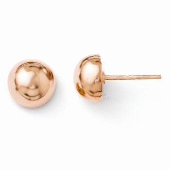 Sterling Silver Rose Gold-plated Polished button Earrings