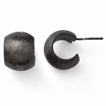 Sterling Silver & Ruthenium Plated Scratch Finish Huggy Post Earrings