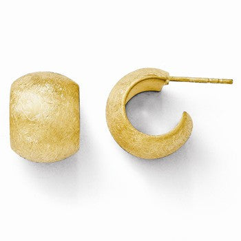 Sterling Silver Gold-plated Scratch Finish Huggy Post Earrings