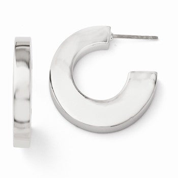 Sterling Silver Polished Square Tube Hoop Earrings