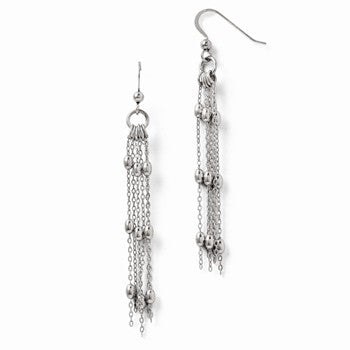 Sterling Silver Polsihed Beaded Shepherd Hook Earrings