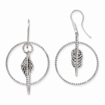 Sterling Silver Laser-cut Dangle Shepherd Hook Earrings