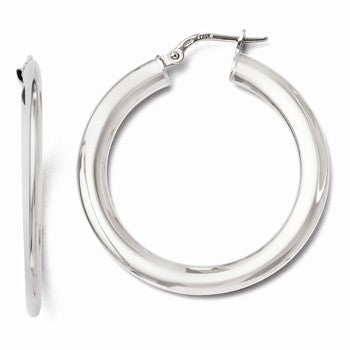 Sterling Silver Polished Hinged Hoop Earrings