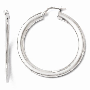 Sterling Silver Polished Hinged Hoop Earrings