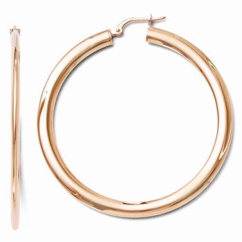 Sterling Silver Rose Gold-plated Polished Hoop Earrings