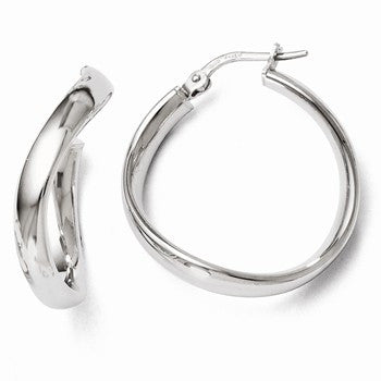 Sterling Silver Polished Twisted Hoop Earrings