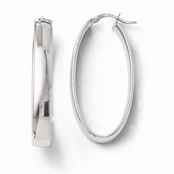 Sterling Silver Polished Oval Hinged Hoop Earrings