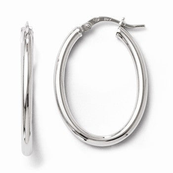 Sterling Silver Polished Oval Hinged Hoop Earrings