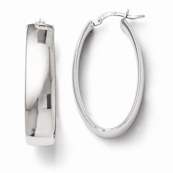 Sterling Silver Polished Oval Hinged Hoop Earrings