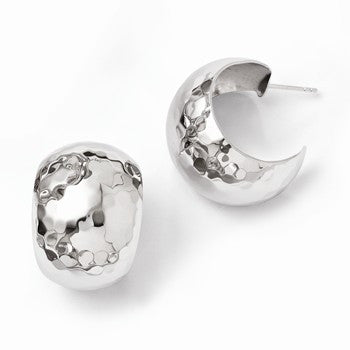 Sterling Silver Polished Hammered Post Earrings