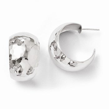 Sterling Silver Polished Hammered Post Earrings