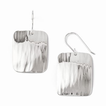 Sterling Silver Polished Hammered Shepherd Hook Earrings