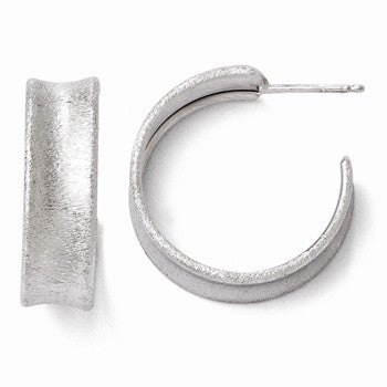 Sterling Silver Laser Textured Post Hoop Earrings
