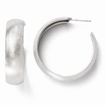 Sterling Silver Laser Textured Post Hoop Earrings