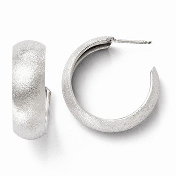 Sterling Silver Laser Textured Post Hoop Earrings