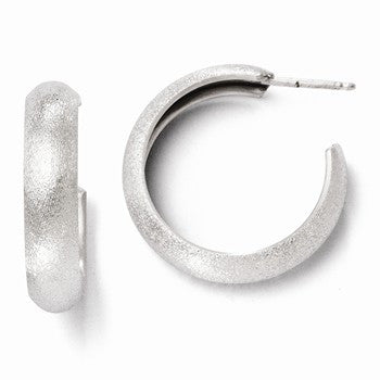 Sterling Silver Laser Textured Post Hoop Earrings